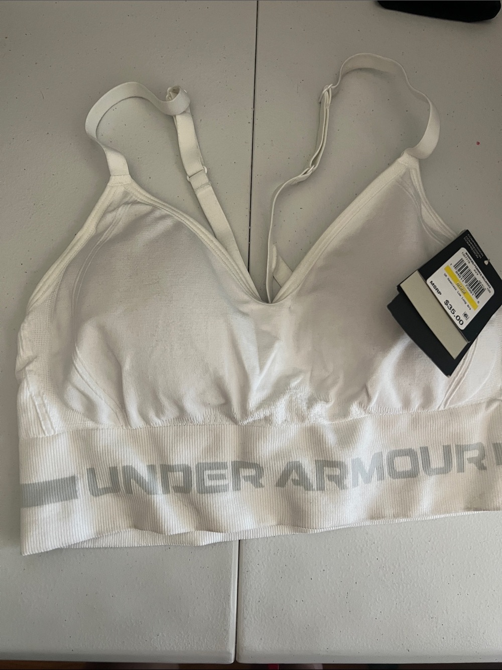 Under armour white sports bra size M
